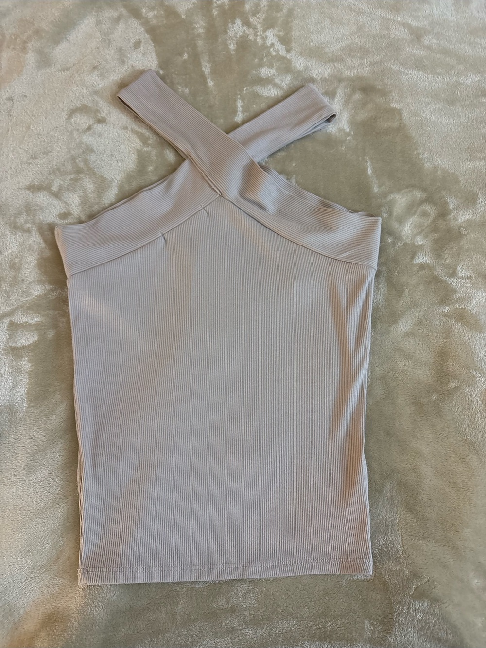 Red by BKE Criss Cross Halter Ribbed Fabric Taupe Size XS - Picture 2 of 6